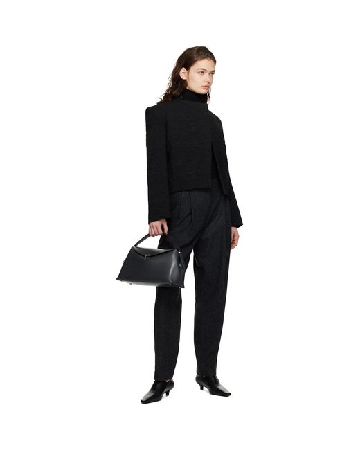 Totême Black T-Lock Leather Top Handle Bag