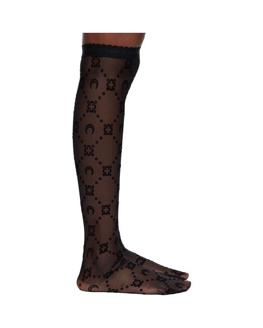 MARINE SERRE Black Moonogram Mesh Flock Long Socks