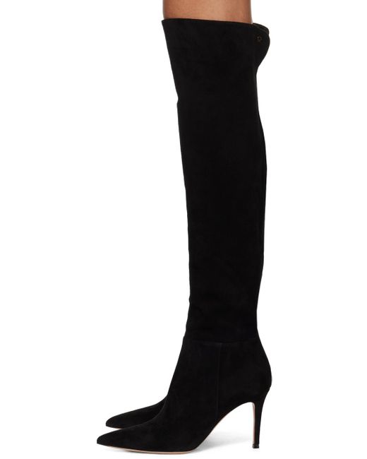 Gianvito Rossi Black Jules 85 Suede Over-the-knee Boots