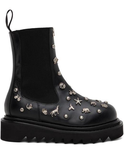 Toga Black Embellished Boots