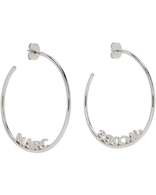 Marc Jacobs Black Silver 'the Monogram' Hoop Earrings