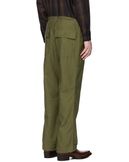 Needles Green String Fatigue Trousers for men