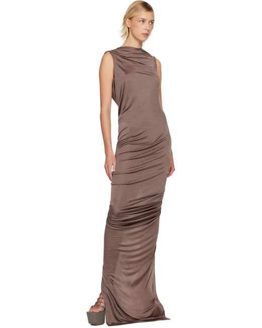 Rick Owens Black Taupe Concordians Eva Maxi Dress