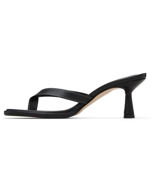 Aeyde Black Daphne Leather Thong Heeled Sandals