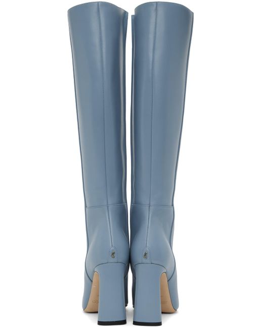 Jimmy Choo Blue Kinsey 95 Leather Knee-high Boots