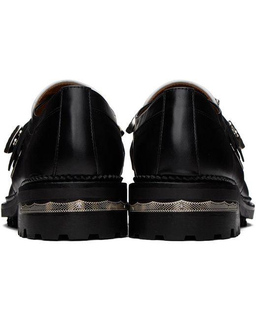 Toga Virilis Black Ssense Exclusive Hard Leather Monkstraps for men