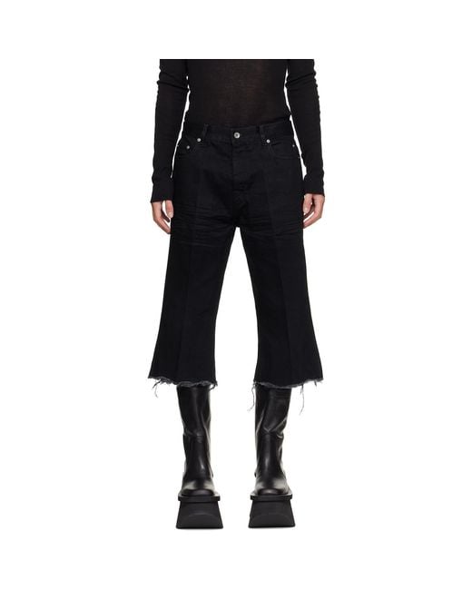 Rick Owens Black Tower Bolan Cutoff Jeans for men