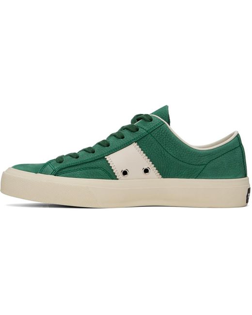 Tom Ford Green Leather Cambridge Sneakers for men
