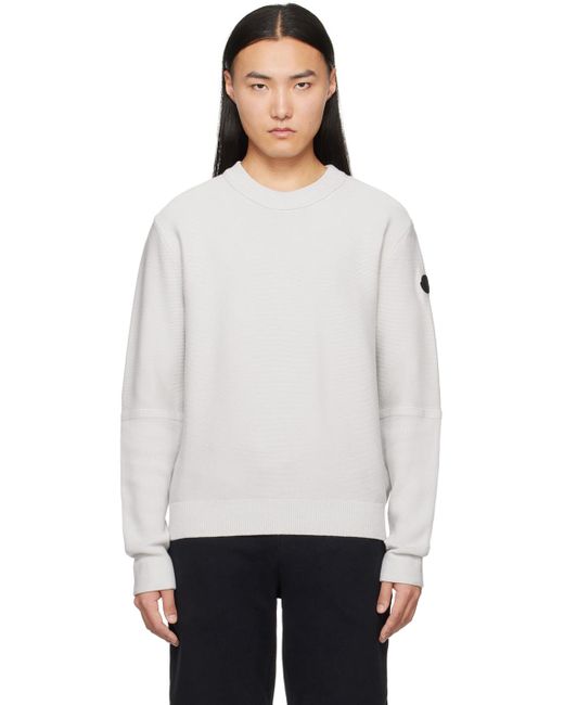Moncler White Gray Patch Sweater for men