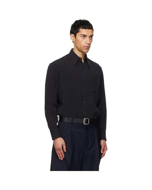 TONYWACK Black Silk Crepe Shirt for men