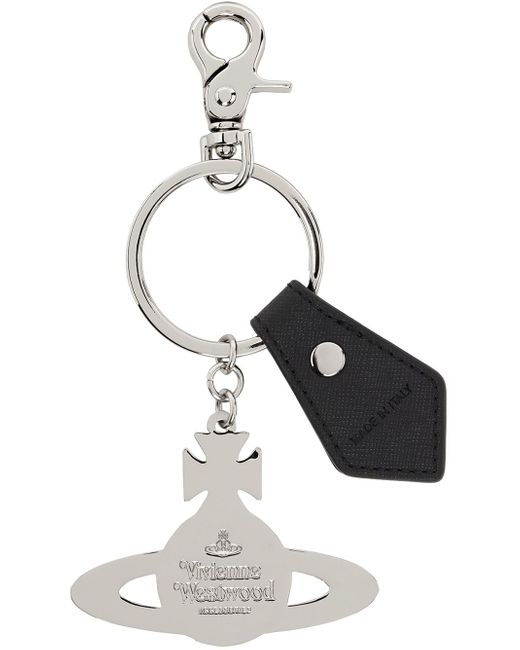Porte-clés noir et argenté à orbe martelé Vivienne Westwood pour homme en coloris White
