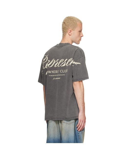 Represent Gray Owners Club' Script T-Shirt for men