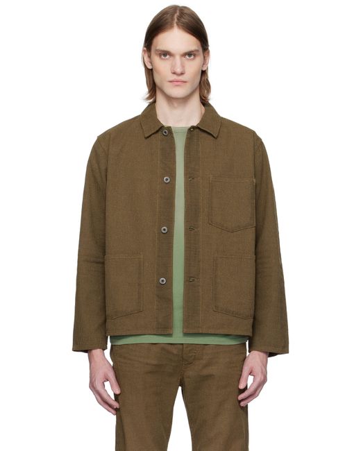 メンズ RRL ブラウン ストライプ ツイル ユーティリティジャケット Green