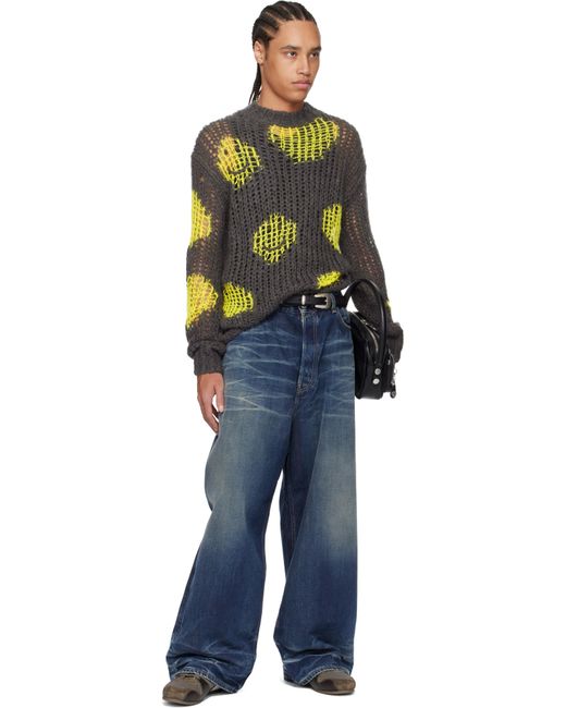 Acne Black Embroidered Mohair Sweater for men