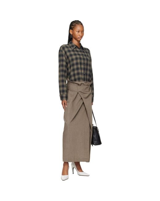 Our Legacy Multicolor Taupe Twisted Shirt Maxi Dress