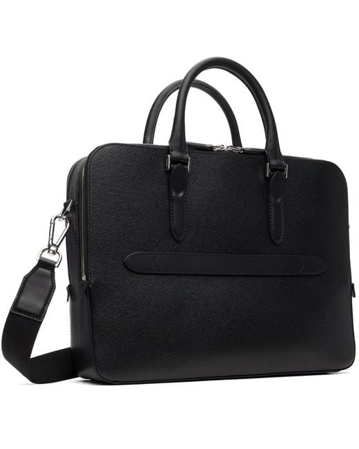 Boss Black Structured Leather Briefcase for men