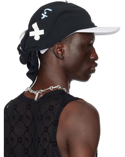 MARINE SERRE Black & White Regenerated Graphic T-shirt Veiled Cap for men