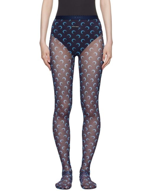 MARINE SERRE Blue Moon Printed Mesh Tights