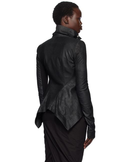 Rick Owens Hollywood Naska Biker Leather Jacket in Black