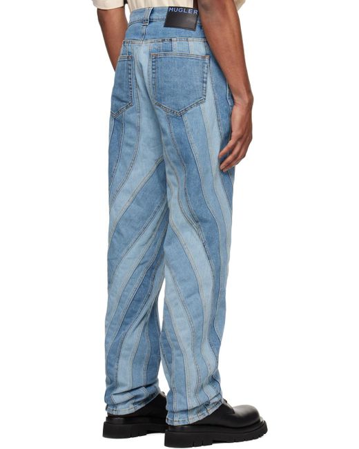 Mugler Blue Spiral Jeans for men