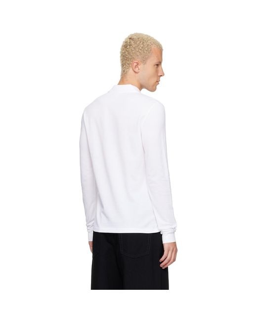 Lacoste White Classic Fit Long Sleeve L.12.12 Polo for men