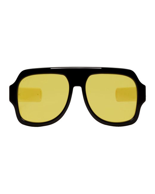 Gucci Black And Yellow Sport Sunglasses for Men | Lyst