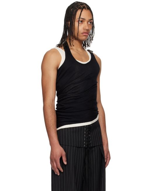 Jean Paul Gaultier Black Off- 'The Draped Double' Tank Top for men