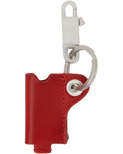 Rick Owens Red Mini Lighter Holder Keychain for men