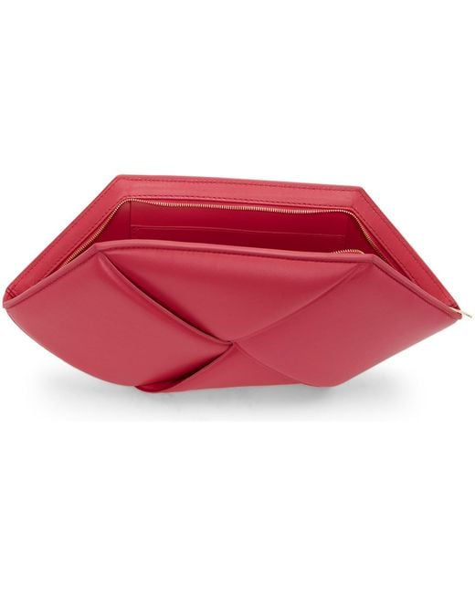 Bottega Veneta Red Pink Hexagonal Pouch