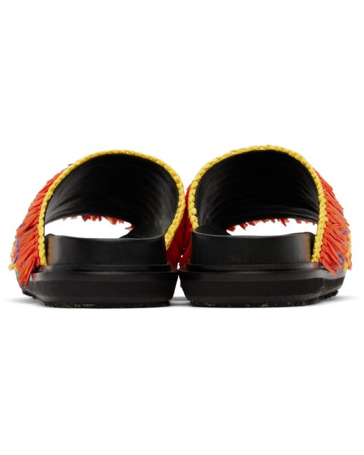 Marni Black Orange & Yellow Fussbett Sandals