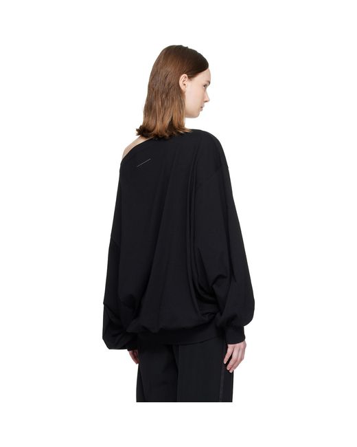 MM6 by Maison Margiela Black Long-Sleeved Asymmetric Top