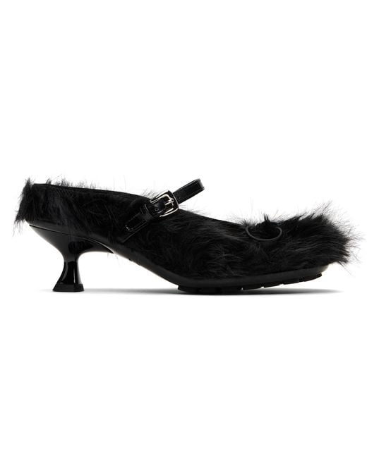 Simone Rocha Black Faux Fur Grip Mule Heels