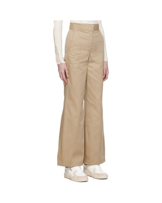 Palm Angels Natural Beige Reversed Waistband Trousers