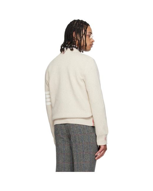 Thom Browne Black Cotton Crepe 4-Bar Milano Stitch Sweater for men