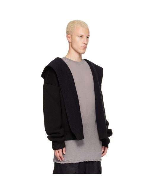 Rick Owens Black Tower Reversible Robe Hoodie for men