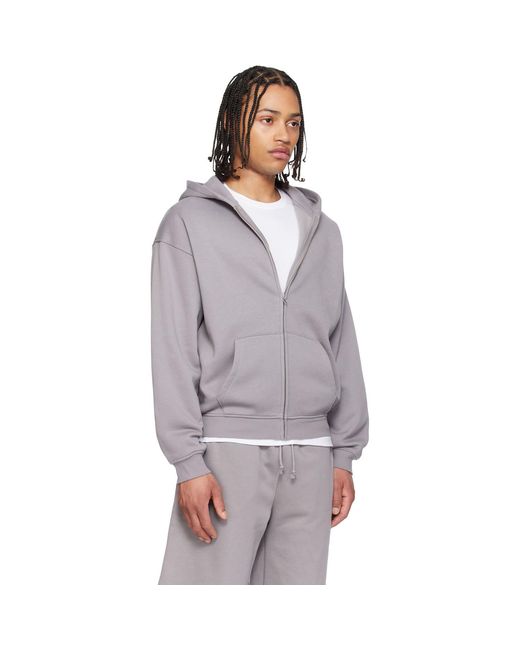 Skims Gray Fleece Lounge Relaxed Zip Up Hoodie for men