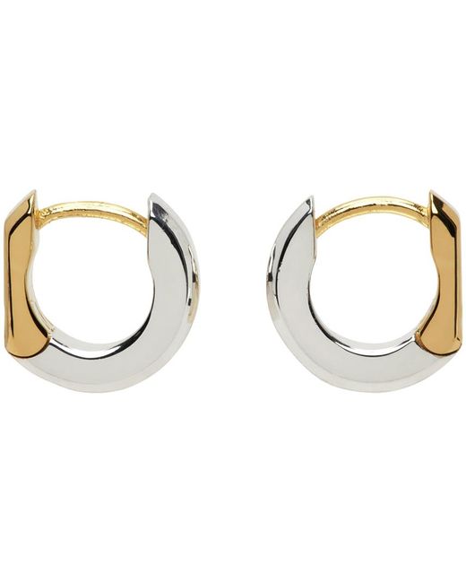 Bottega Veneta Black Gold & Silver Hinge Earrings for men