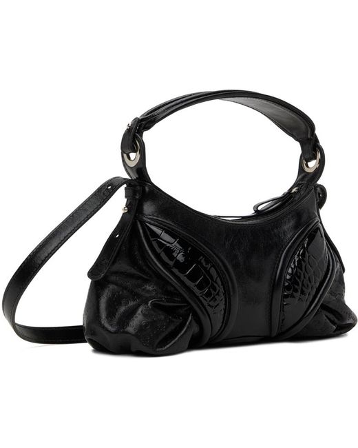 MARINE SERRE Black Embossed Leather Futura Mini Bag