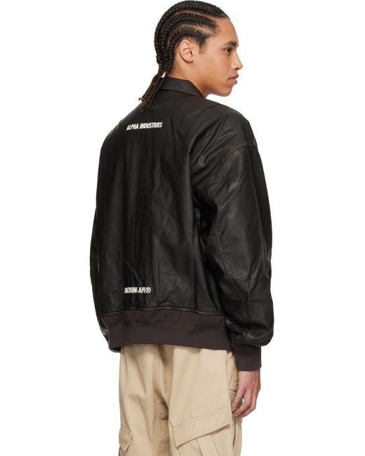 Blouson Aviateur Brun En Cuir Synthétique Édition Alpha Industries Aape By A Bathing Ape pour homme en coloris Black