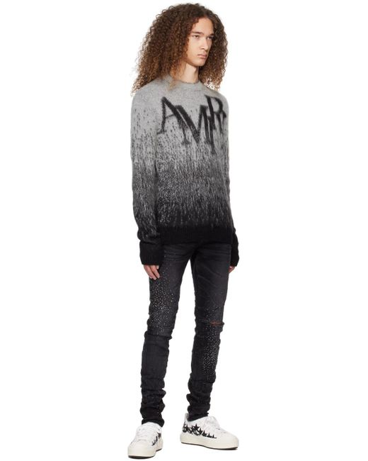 Amiri Black Gray staggered Gradient Sweater for men