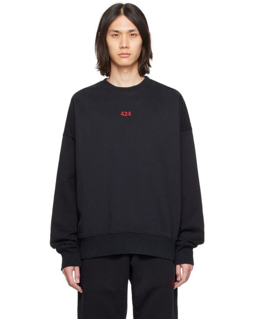 424 Black Embroide Sweatshirt for men