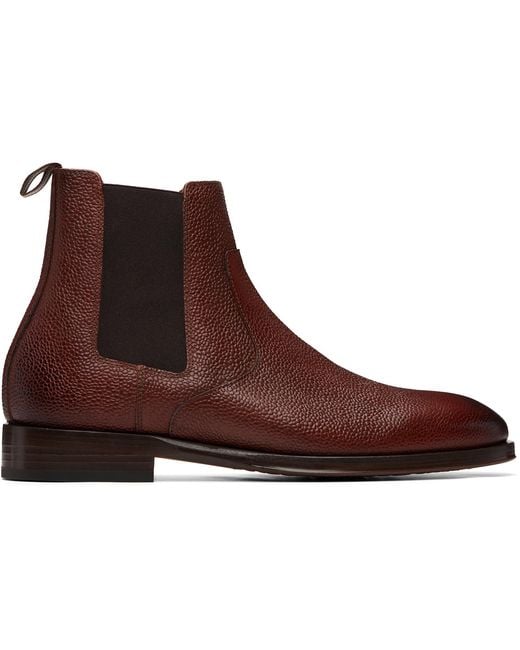 Paul Smith Brown Grain Leather 'Lawson' Chelsea Boots for men
