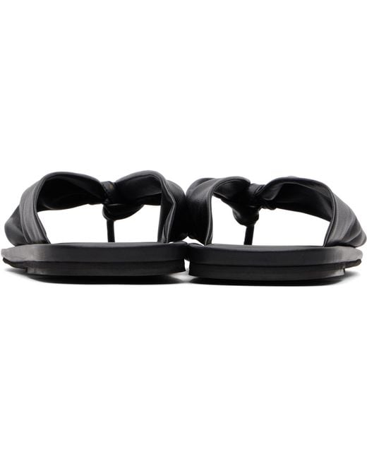 Loulou de Saison Black Agora Nappa Leather Flip-Flops
