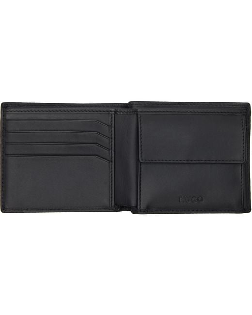 HUGO Black Embossed Logo Wallet for men