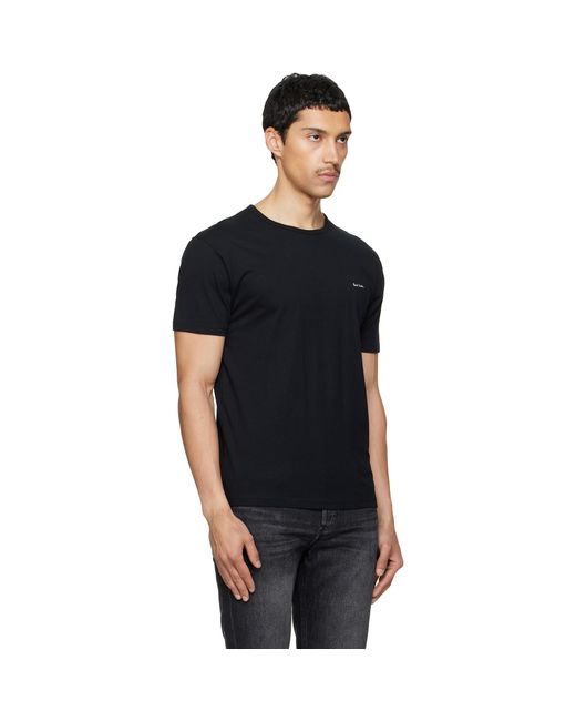 Paul Smith Black Three-Pack Organic Cotton Logo Lounge T-Shirts for men