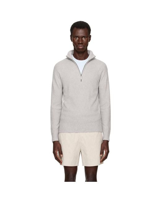 Veilance Gray Conic Wool Half Zip Sweater for men
