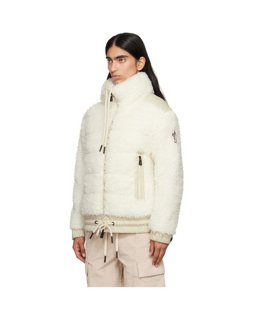 Blouson Blanc Cassé En Peau Retournée Synthétique Rembourré En Duvet Moncler en coloris Natural