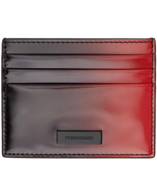 メンズ Ferragamo &レッド ロゴプレート クレジットカードケース Multicolor