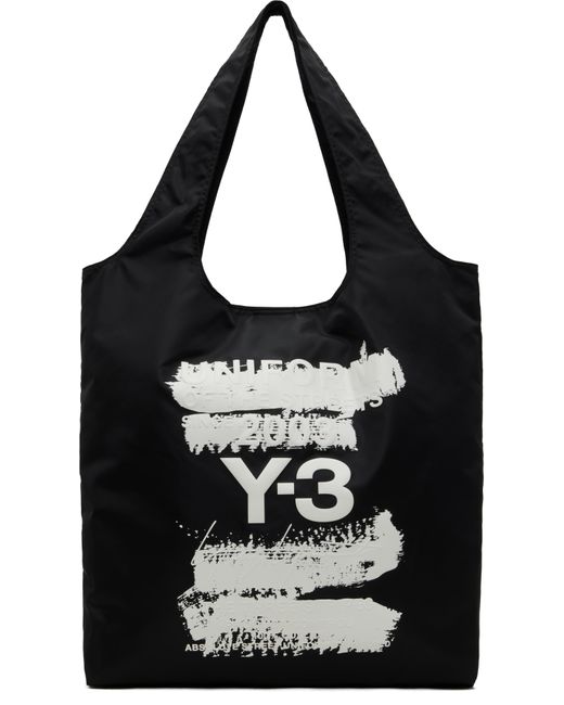 メンズ Y-3 ブラック ロゴ トートバッグ Black