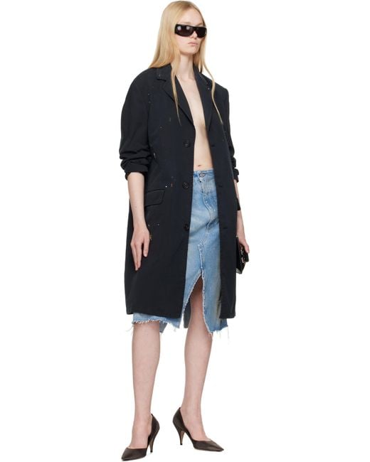 MM6 by Maison Martin Margiela Blue Distressed Shorts Midi Skirt